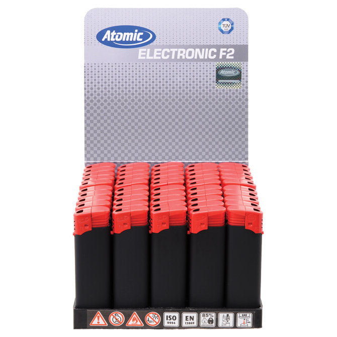 Elektronski vžigalnik gumiran mat atomic f2 rubber trober 3670301 črno/rdeči
