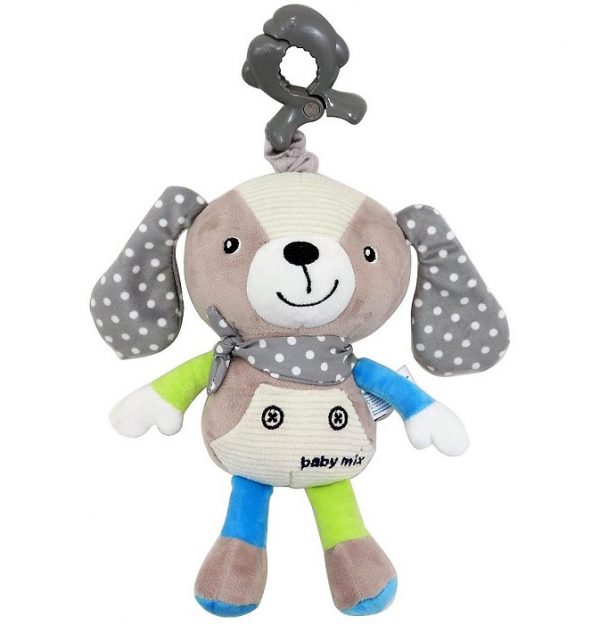 Pliš zvečko zeko grey&blue