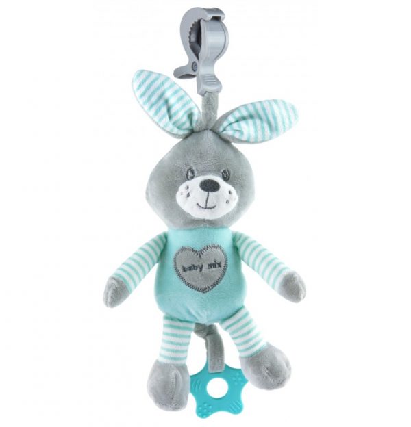 Plišana zvečka zeko grey&mint