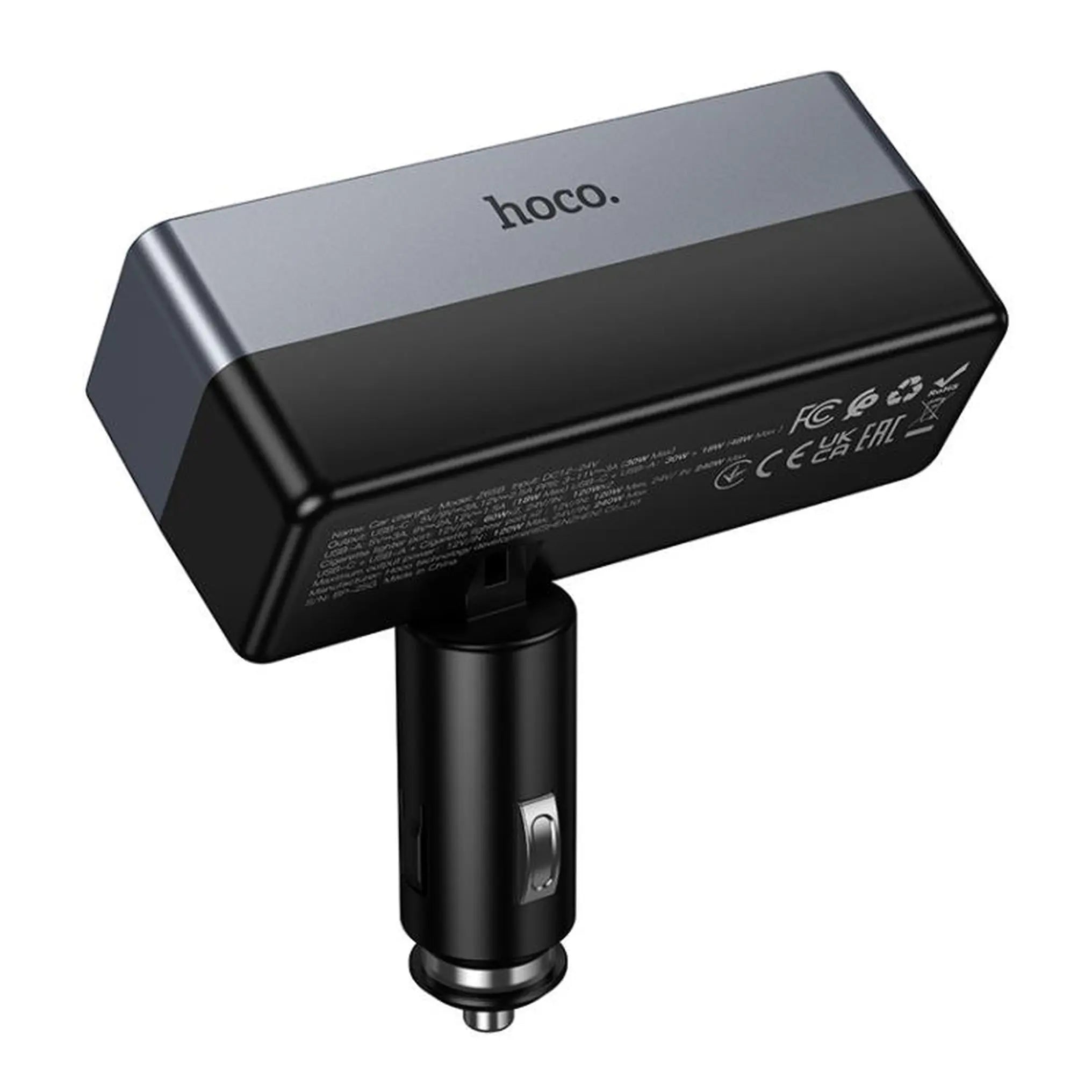 Auto punjač Hoco 1xUSB A + 1xUSB C + 2x priključak za upaljač PD QC3.0 max 240W/24V crni