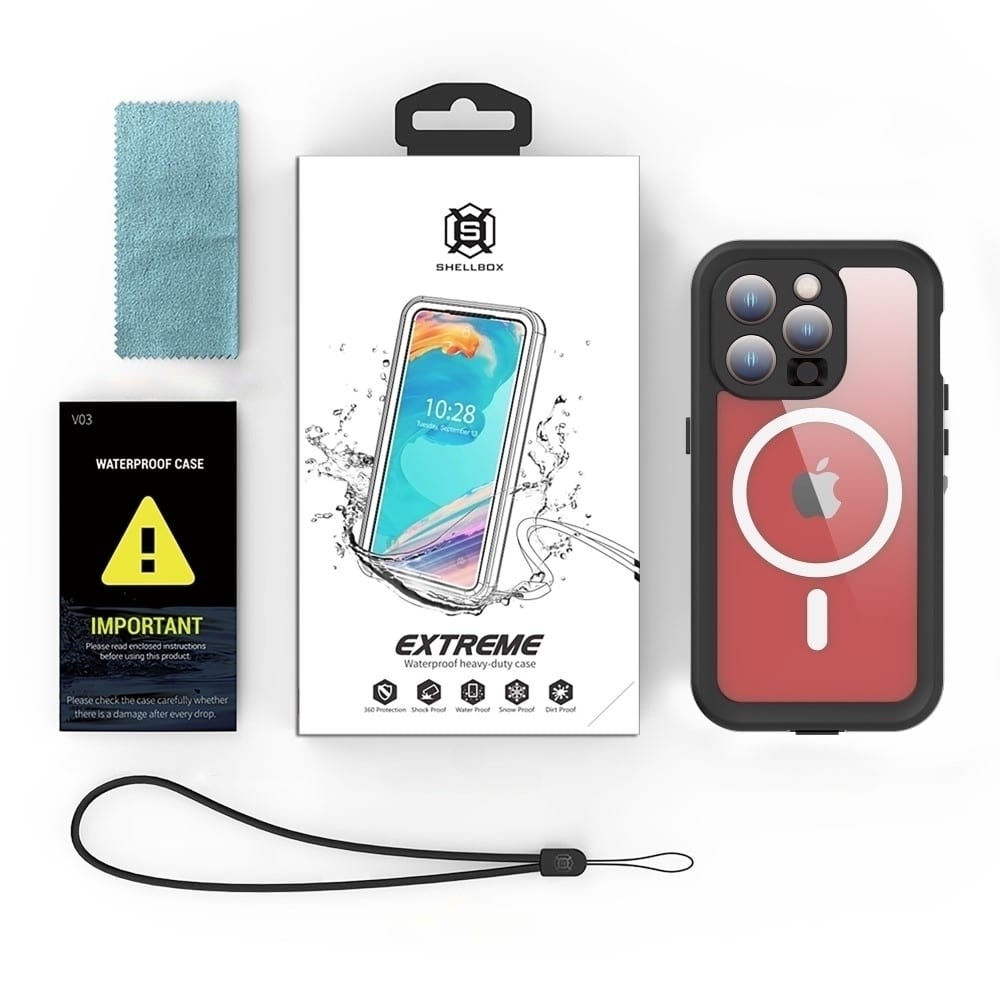 ShellBox – Vodootporna IP68 360° MagSafe maska za iPhone 15 Pro – Crna