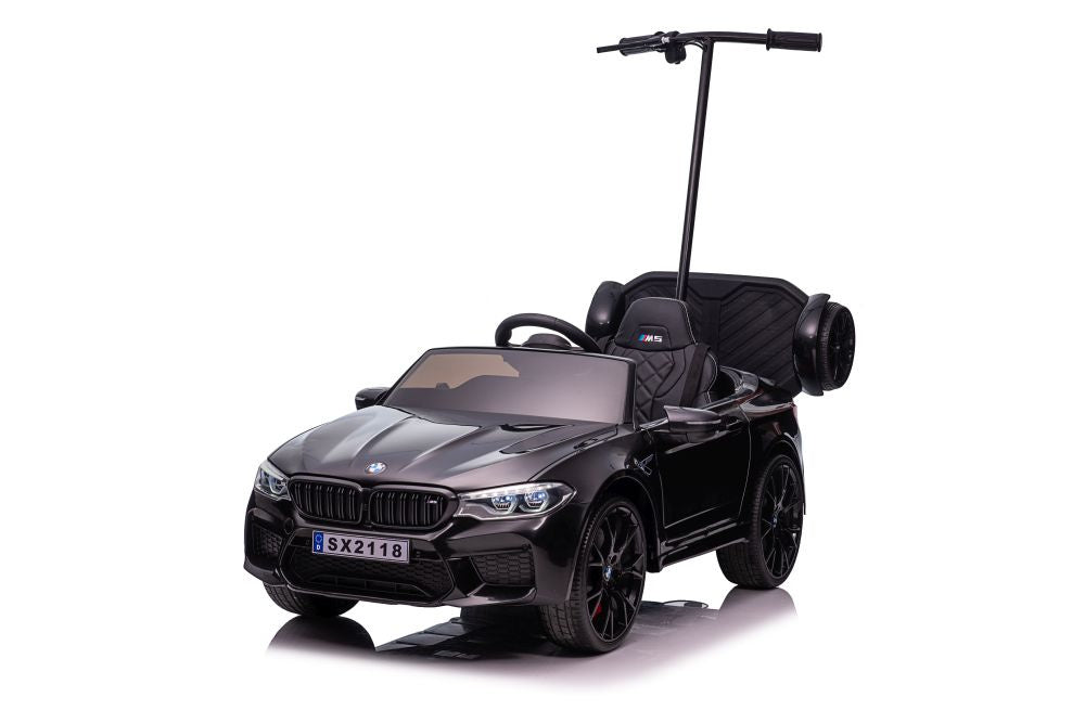 Licencirani auto na akumulator BMW M5 + platofrma za roditelje - Crni/lakirani
