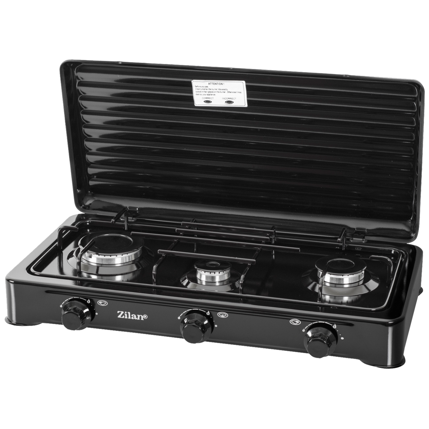 Zilan Plinski rešo sa 3 plamenika, 2300 W, crna - ZLN0032/BK