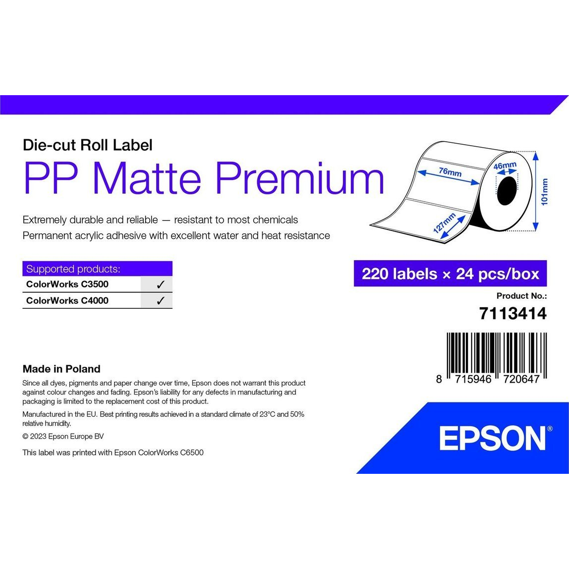 Epson 7113414 naljepnica za pisač Bijelo Samoljepljive naljepnice za pisač