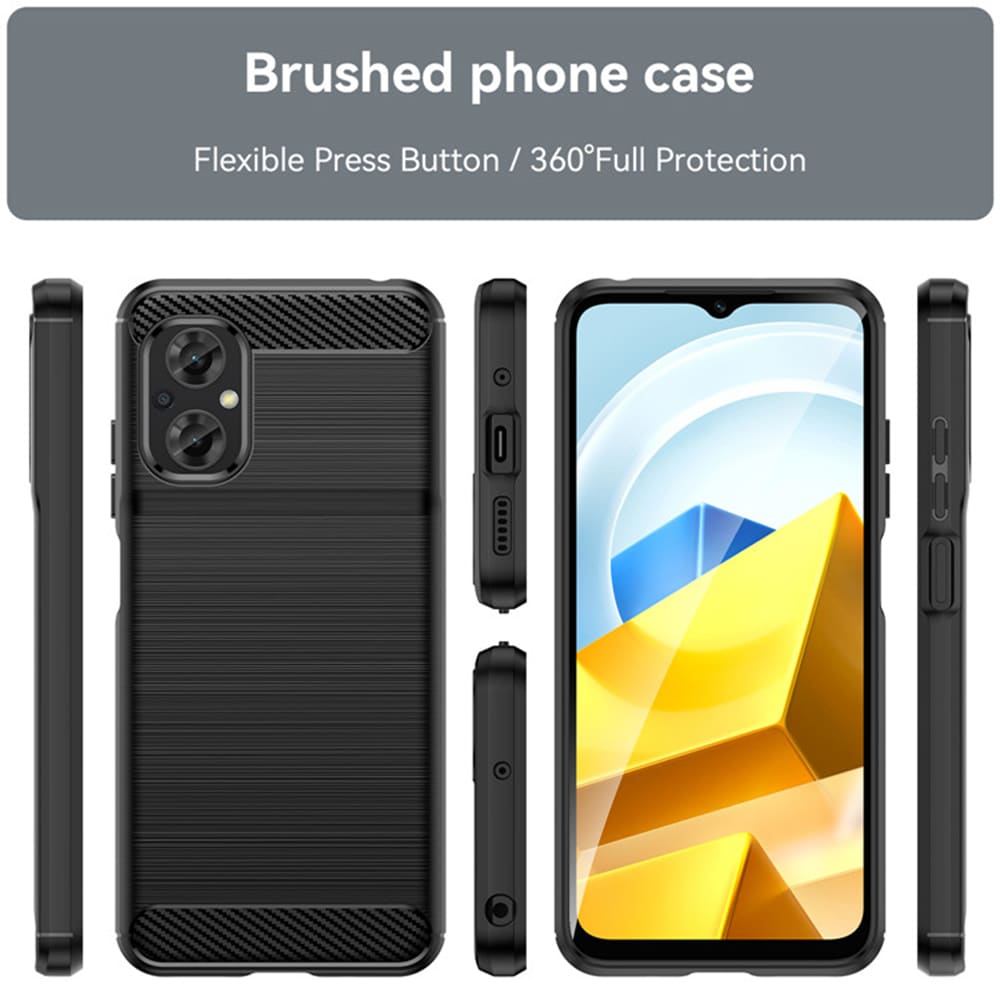 Techsuit - Carbon Silicone maska za Xiaomi Poco M5 - crna