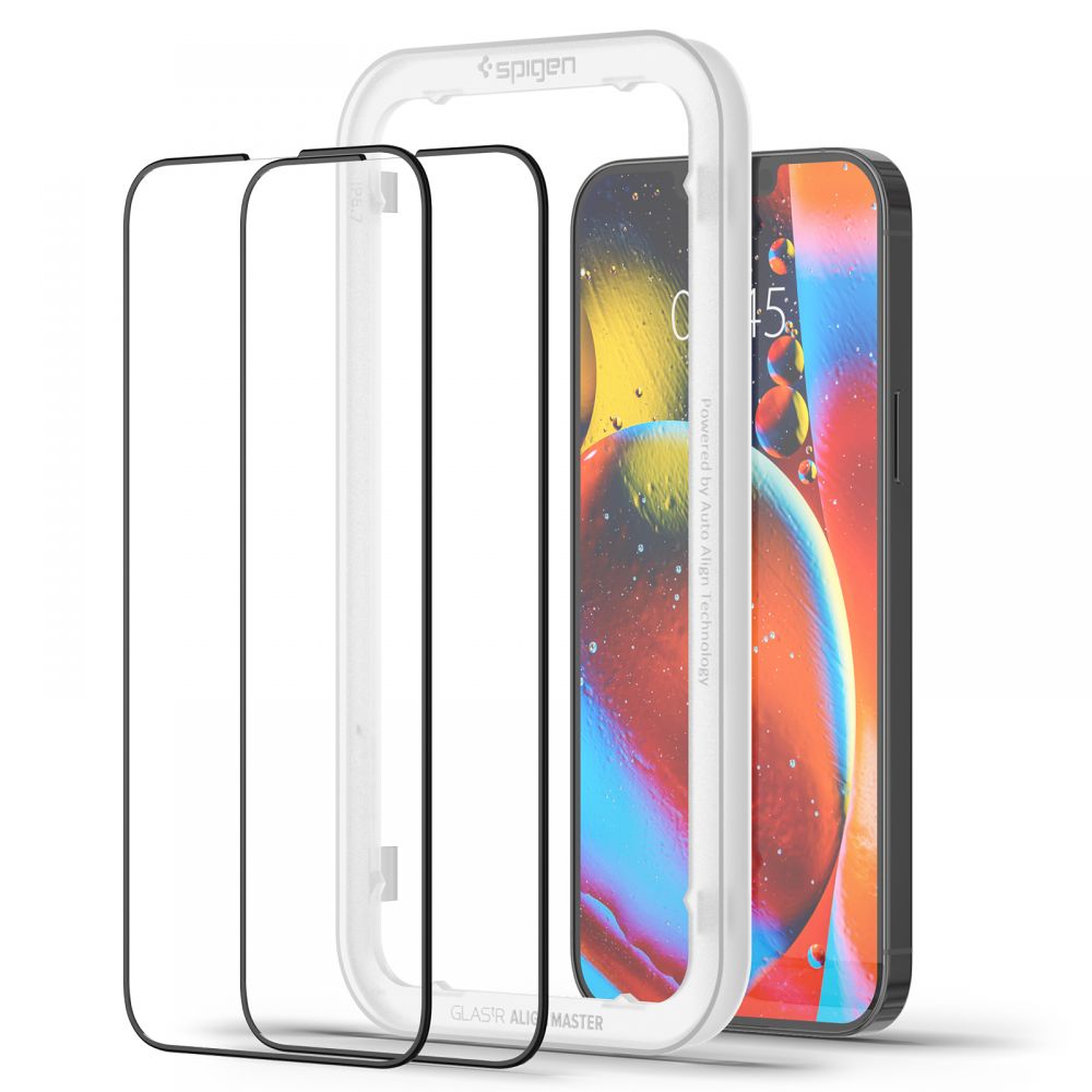 SPIGEN ALM GLASS FC KALJENO STAKLO 2-KOM PAKET ZA iPHONE 13 PRO MAX/ iPHONE 14 PLUS -CRNO