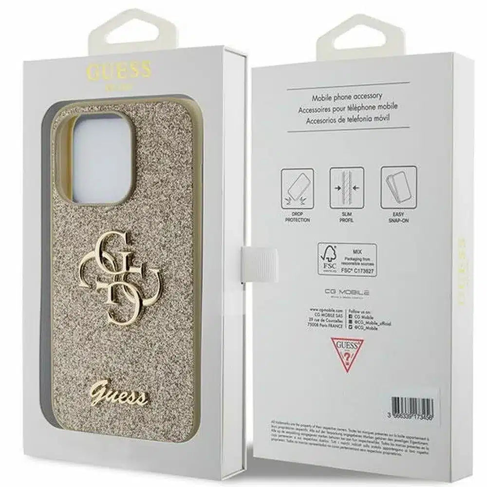Original GUESS Hardcase GUHCP15XHG4SGD futrola za iPhone 15 PRO MAX (Fixed Glitter Big 4G / gold)