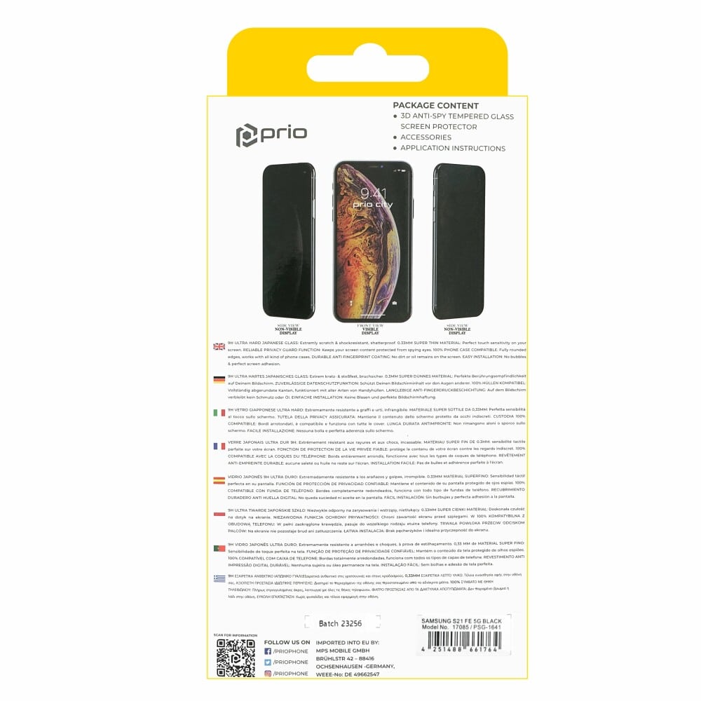 Prio 3D Anti-Spy kaljeno staklo za Samsung S21 FE 5G crno