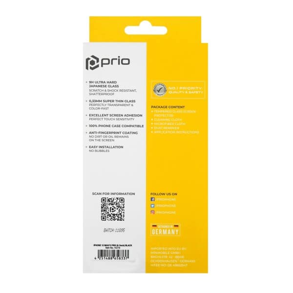 PRIO 3D zaštitno staklo od kaljenog stakla za iPhone 12 / 12 Pro crno