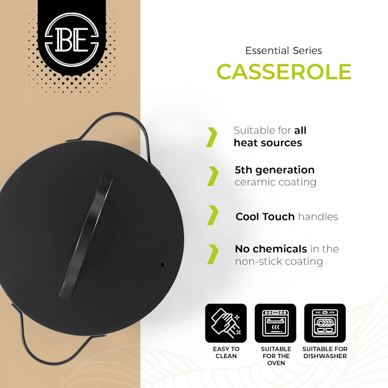 BE Living Posuda za kuhanje s poklopcem Essential Black 24 cm