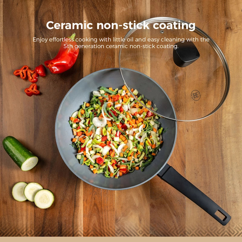 BE Living Set 3 tave 20-24-28 cm + wok s poklopcem 28 cm Delight Black