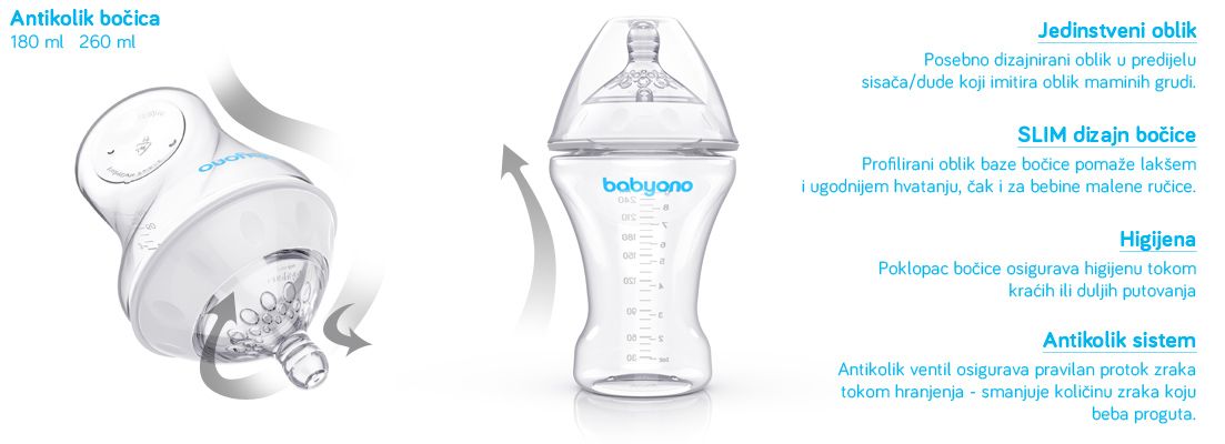 BabyOno antikolik bočica Natural nursing 180 ml