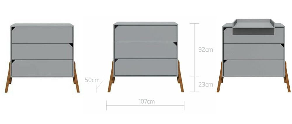 Bellamy Lotta komoda s 3 ladice, grey