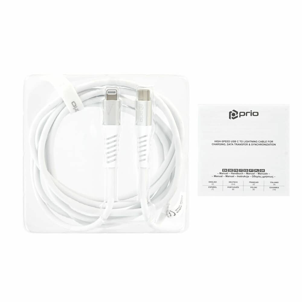Prio Charge & Sync USB C na Lightning kabel MFi certificiran 2 m bijele boje