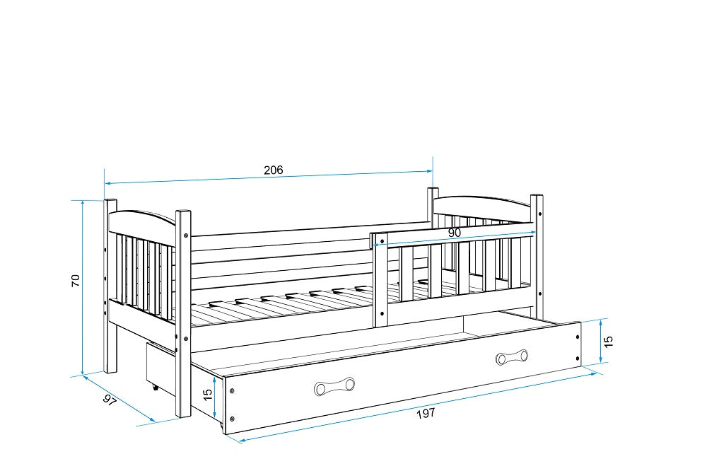 Krevet BMS Kubus + ladica 200x90 cm, BIA