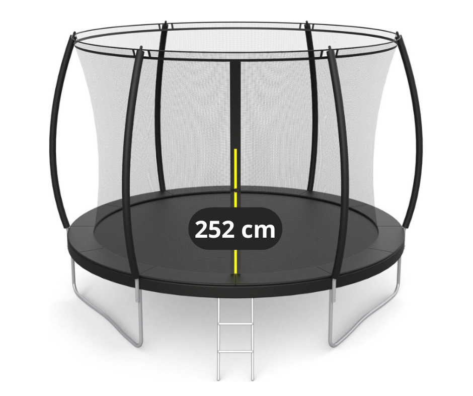 Vrtni trampolin Premium 252 cm (8 ft) s unutarnjom mrežom i ljestvama – crni