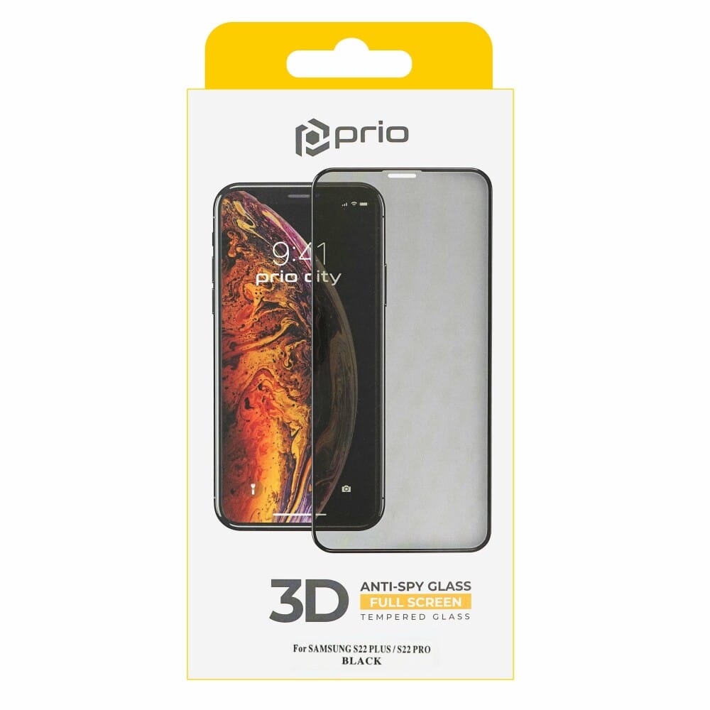Prio 3D Anti-Spy kaljeno staklo za Samsung S22+ crno