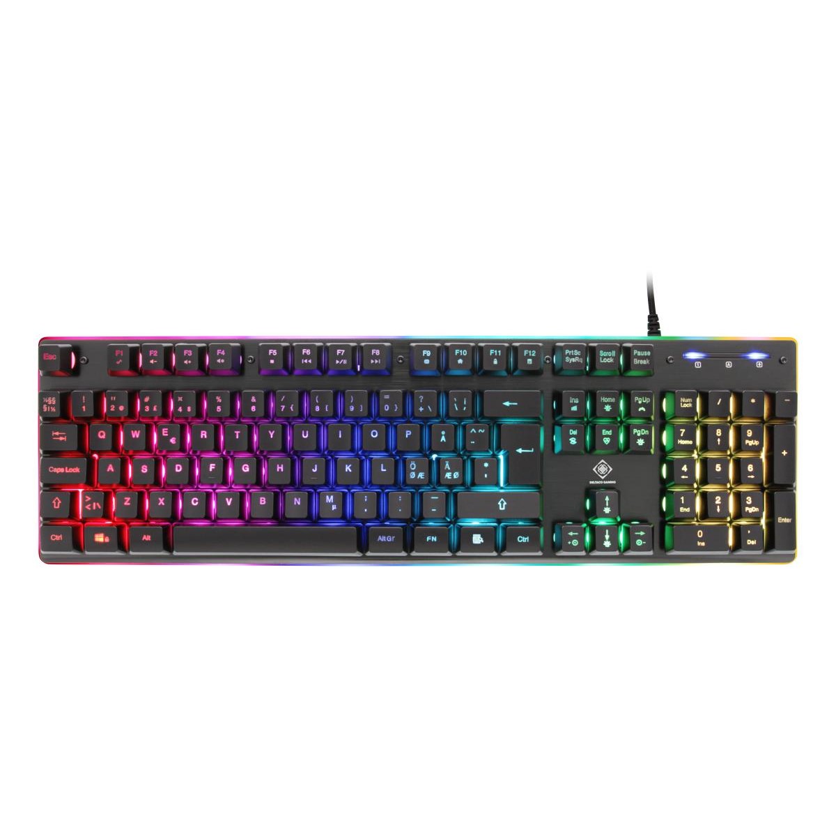 DELTACO GAMING Tipkovnica, 105 tipki, UK raspored, membranski prekidači, CRNA/RGB