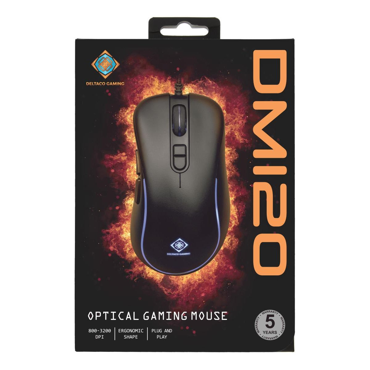 DELTACO GAMING Miš DM120, RGB, 800-3200 DPI, 125 Hz, USB, CRNI