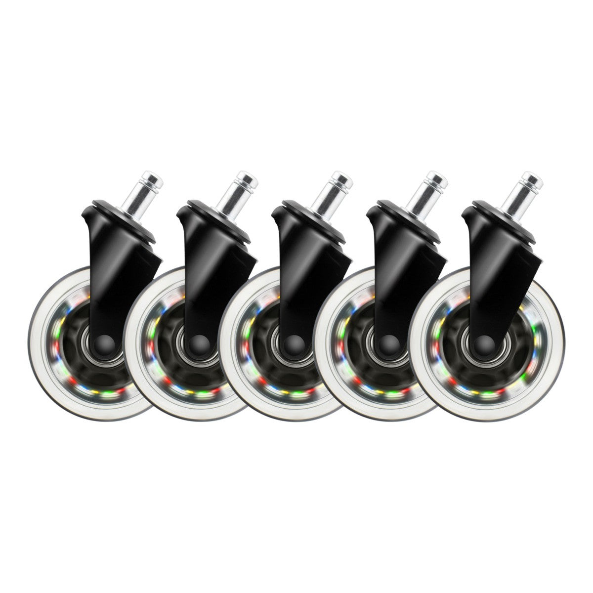 DELTACO Rainbow LED kotačići za igraće stolice, Motion Powered Rainbow LED, 5 komada