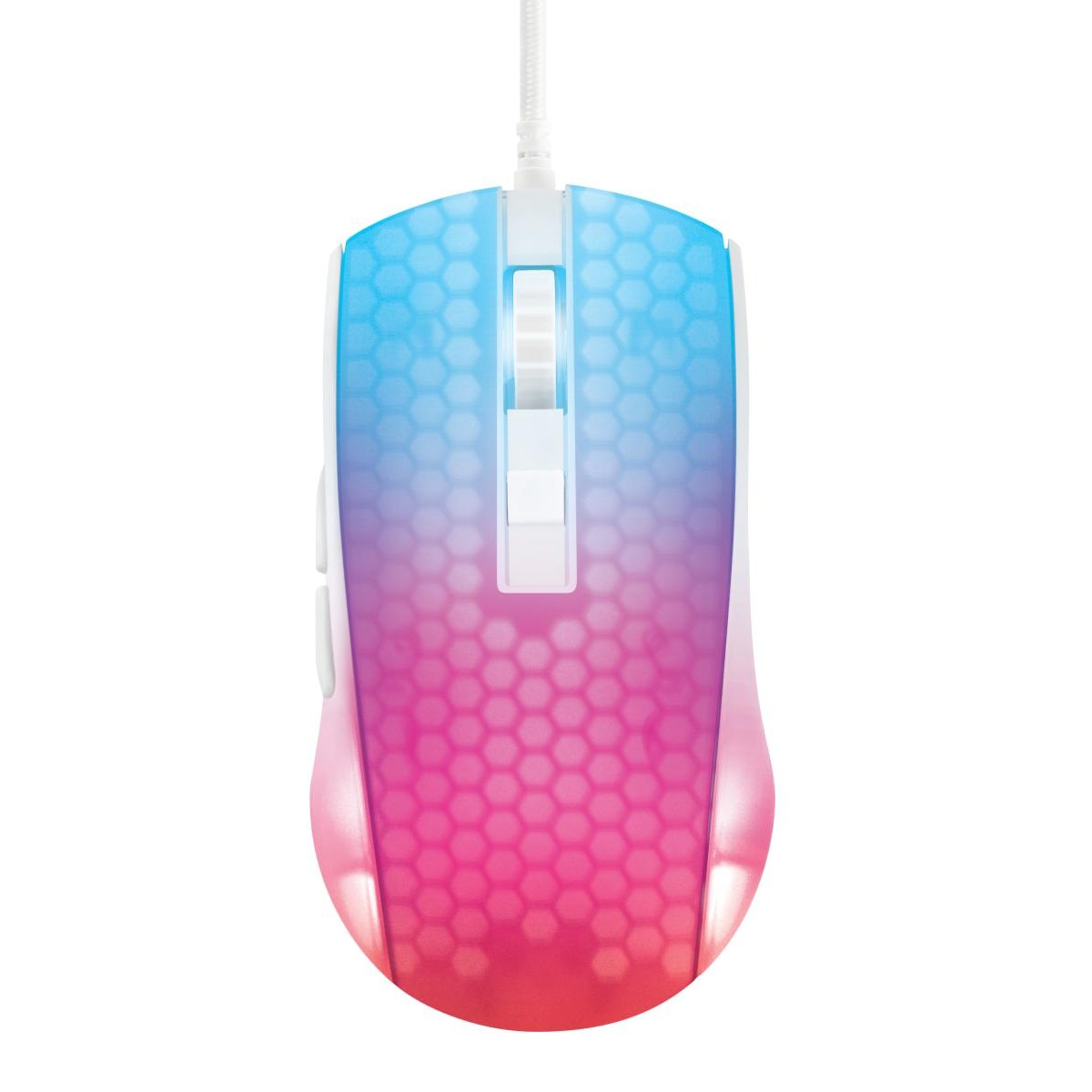 DELTACO GAMING Miš WM87 Polu-transparentan RGB Ultralagan, USB, BIJELI