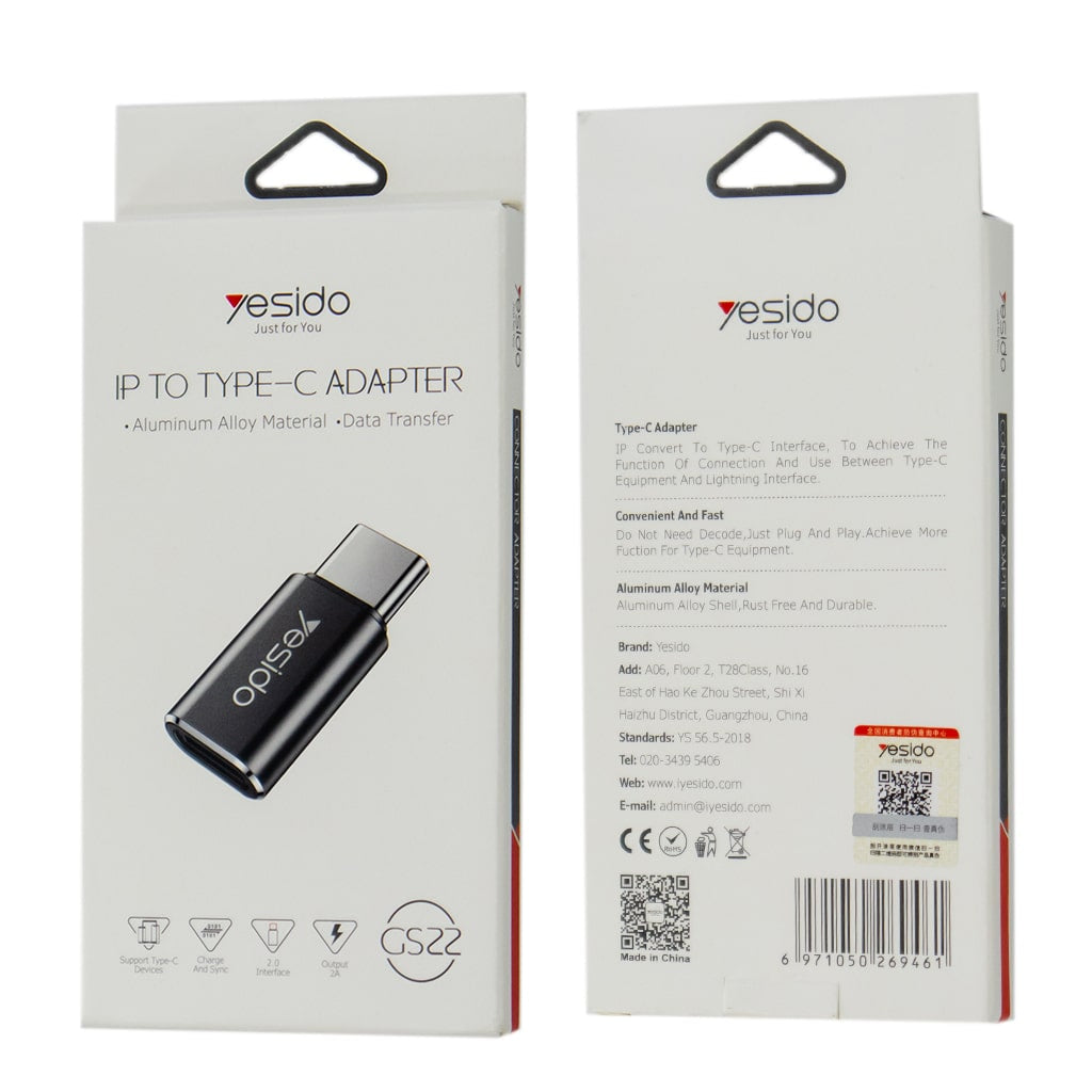 Yesido - OTG adapter (GS22) Type-C do Lightning aluminijska legura 480 Mbps - Sivi