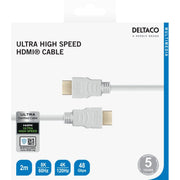 DELTACO  kabel ULTRA High Speed HDMI, 48Gbps, 2m, bijeli