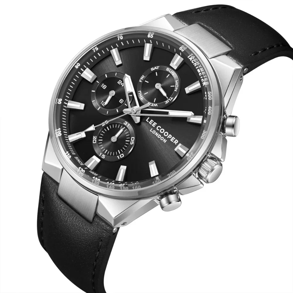 RUČNI SAT LEE COOPER 8223 - Brojčanik crna, remen crna, kućište srebrna (351)