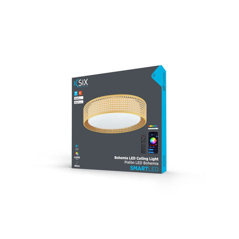 KSIX, Bohemia Smart LED stropna svjetiljka, Rattan dizajn, 3W zvučnik,RGBIC + CCT