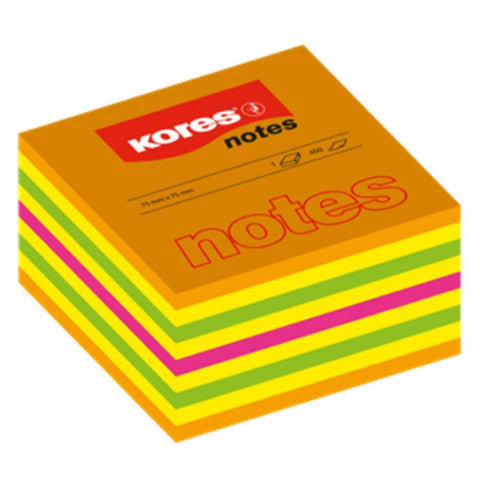 Blok kocka samoljepljiva 50 x 50 mm, 400 listića u 4 neon boje, Kores