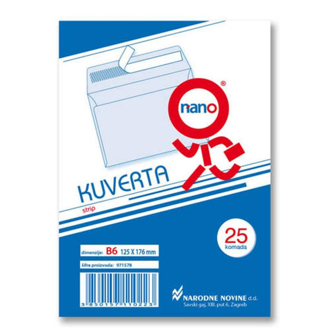 Kuverte 125x176 mm B6-5 strip, plave, 25/1