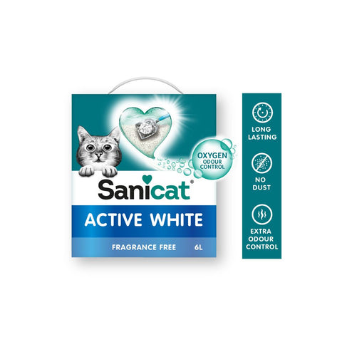 Sanicat Pijesak za mačke Active White, grudajući, bez mirisa, 10 L