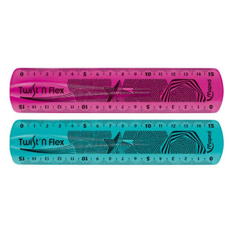Ravnalo 15 cm Twist&#39;n flex sort boje Maped MAP279110