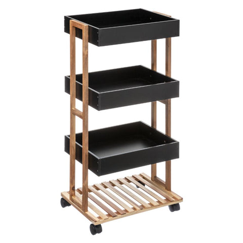 FIVE KOLICA ZA ODLAGANJE 4 POLICE NATUREO 40.2X30X87.8CM BAMBUS/MDF CRNA