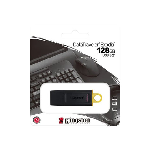 KINGSTON 128GB USB3.2 Gen1 DT Bk+Yellow DTX/128GB