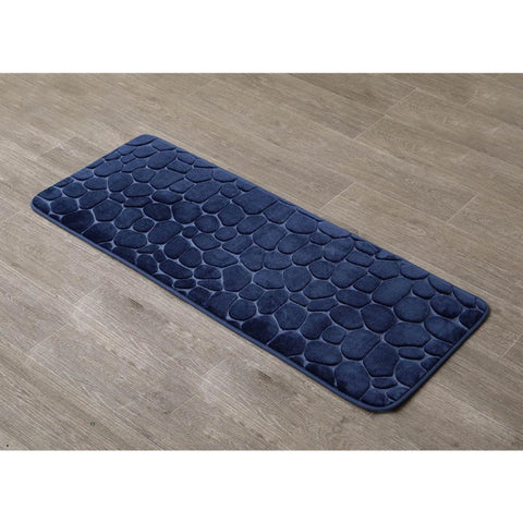 TENDANCE KUPAONSKI TEPIH PEBBLE 45X120 CM MEMORIJSKA PJENA, TAMNO PLAVI