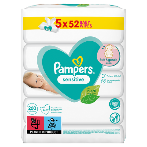 Pampers vlažne maramice Sensitive 5x52 komada