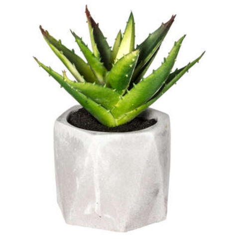 ATMOSPHERA UMJETNO CVIJEĆE U TEGLI SUKULENTI 7X14CM PVC/CEMENT BIJELA