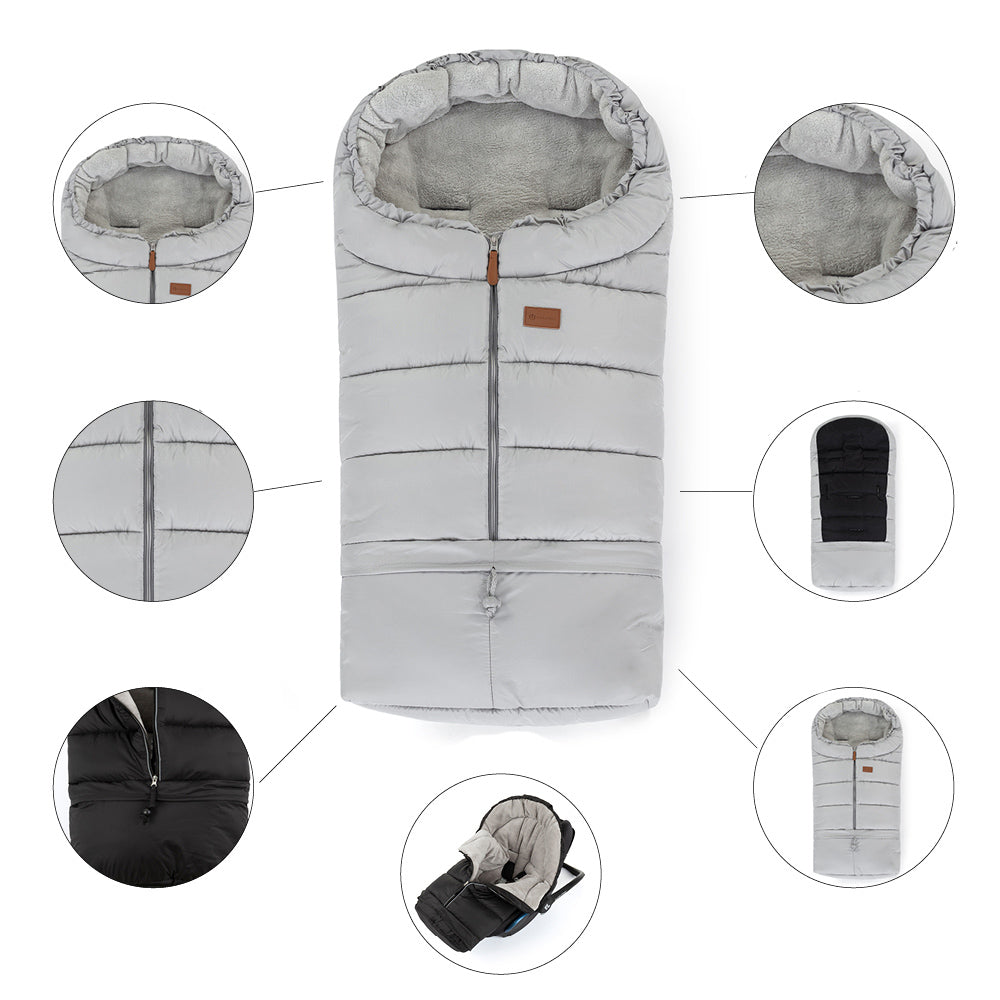 PETITE&MARS Footmuff Jibot 3 u 1 zimska vreća za kolica, Quiet Grey