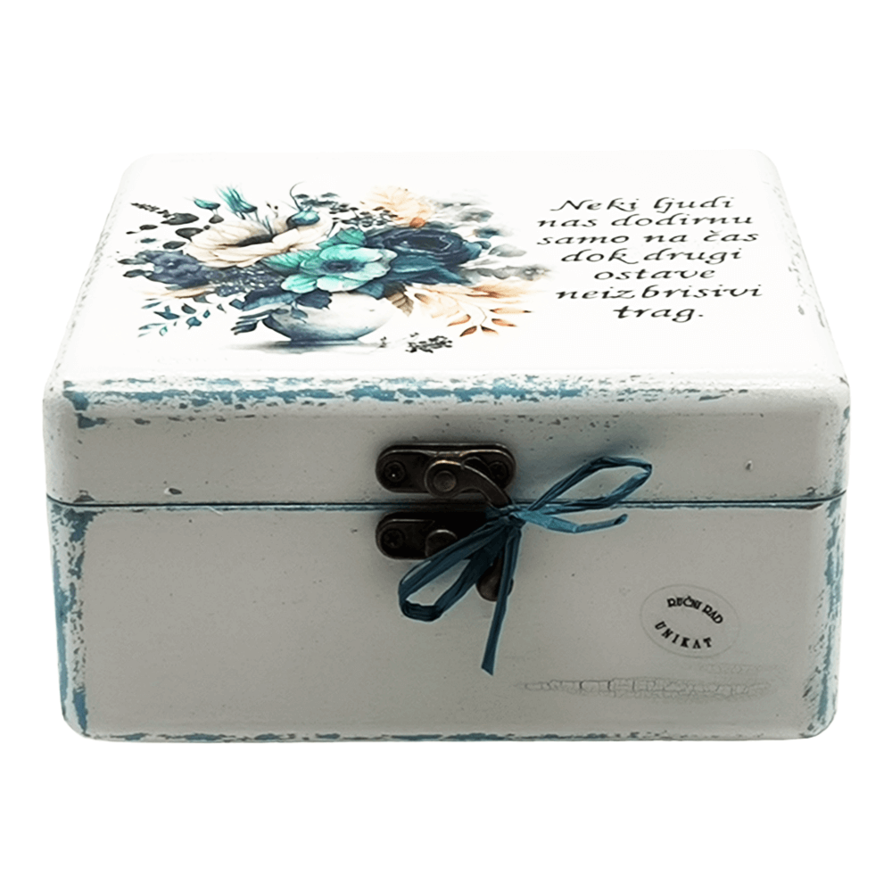 💙 Unikatna kutija za uspomene s plavim ružama i inspirativnom porukom – Poklon s elegancijom 💙 Š165187