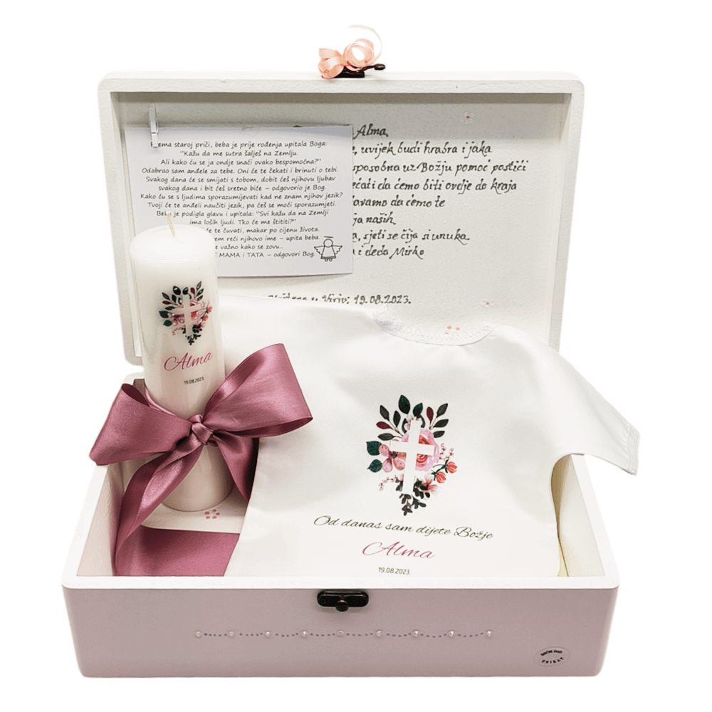 Personalizirana krsna svijeća - roza  Š189