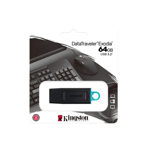 USB stick Kingston 64GB USB3.2 Gen1 DT Bk+Teal DTX/64GB