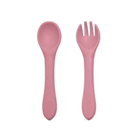 PETITE&amp;amp;MARS Silikonska žlica i vilica 6 m+ Take&amp;amp;Match, Dusty Rose