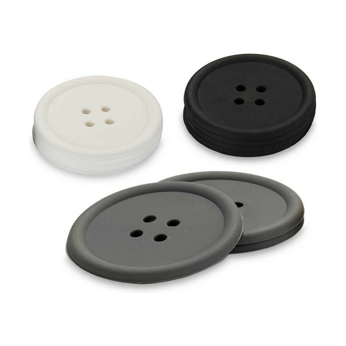 Podmetači za čaše Kinvara Bijela Crna Siva Silikon Plastika Gumb 9 x 2 x 9 cm 8,8 x 8,8 x 0,05 cm 8 x 0,05 x 8 cm 9 x 1,8 x 9 cm