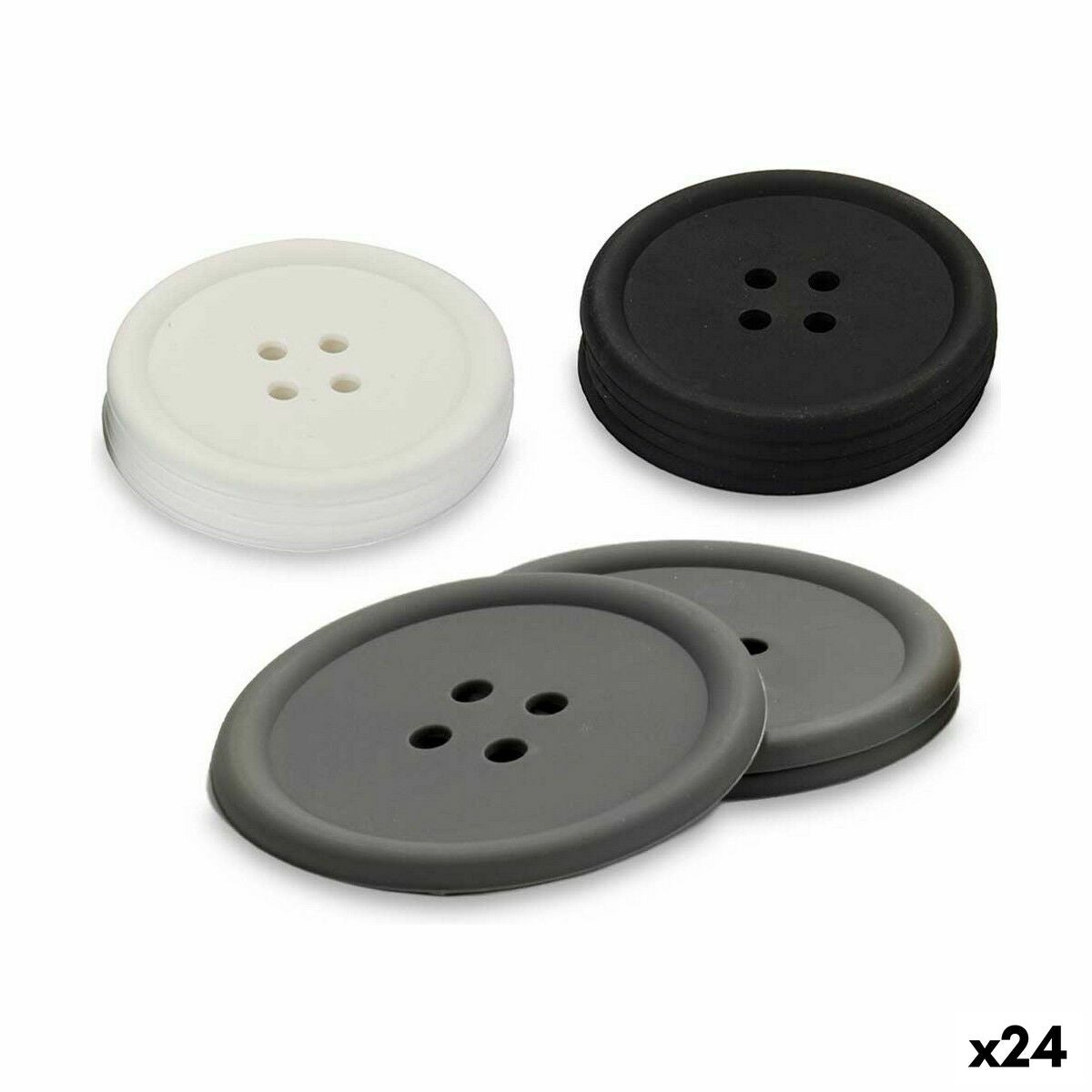 Podmetači za čaše Kinvara Bijela Crna Siva Silikon Plastika Gumb 9 x 2 x 9 cm 8,8 x 8,8 x 0,05 cm 8 x 0,05 x 8 cm 9 x 1,8 x 9 cm