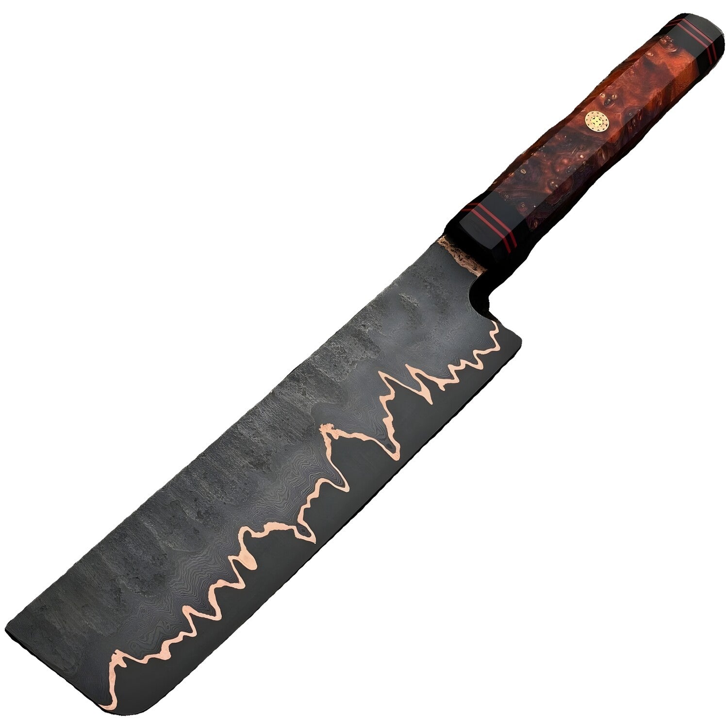 Damaskasti kuhinjski nož KT-38752 - Nakiri / Narančasta / Crna KP38752