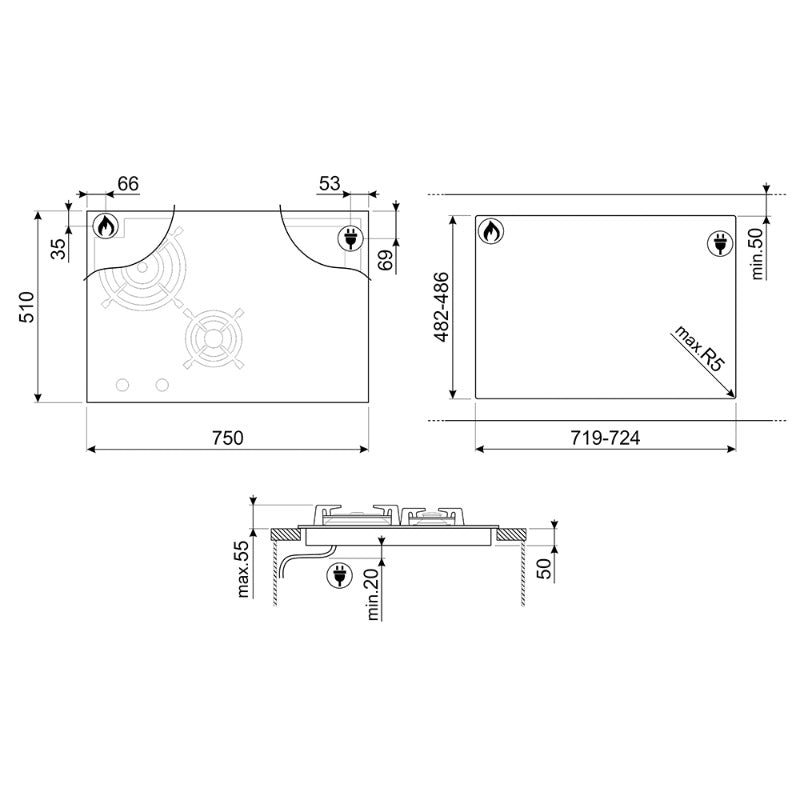 Smeg PM6743R Kombinirana ugradbena ploča