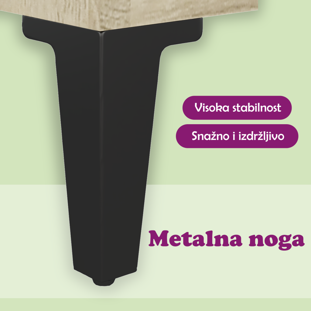 Noćni ormarić s metalnim nogama boja hrasta 40 x 30 x 50 cm