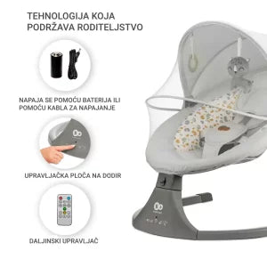 Kinderkraft Električna njihaljka LUMI 2, Light Grey