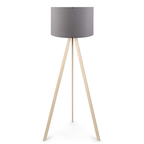 Opviq Podna lampa OAK siva- drvo, 70% MDF- 30% platno , 38 x 140 cm, promjer sjenila 38 cm, duljina kabla 200 cm, E27 60 W max., AYD-1522